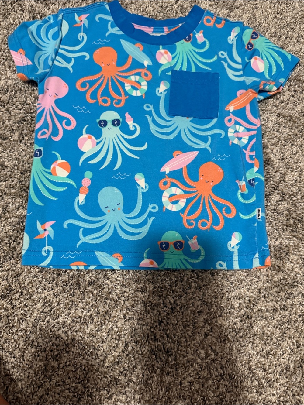 Little Sleepies Blue Octopus Print Short Sleeve Tee